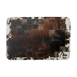 Tan Cowhide Patchwork Print Bath Mat