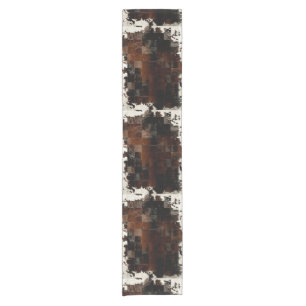 Tan Cowhide Patchwork Print Short Table Runner