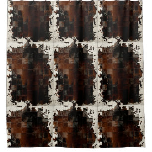 Tan Cowhide Patchwork Print Shower Curtain