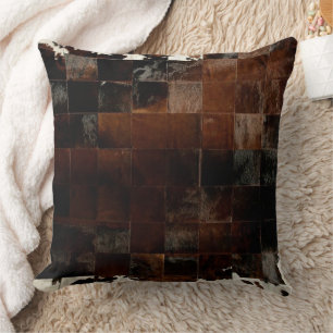 Tan Cowhide Print Cushion