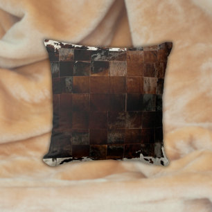 Tan Cowhide Print Cushion