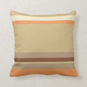 Tan & Cream Coloured, Striped Pillow Design