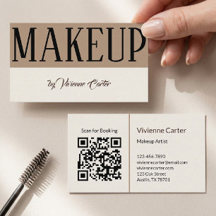 Tan Cream Makeup Artist Salon QR Code Business Card