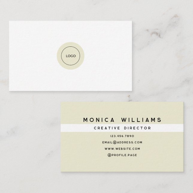 Tan cream minimalist sleek clean business card (Front/Back)