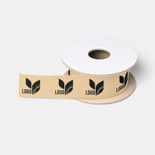 Tan Custom Business Logo Satin Ribbon