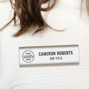 Tan Custom Company Logo Employee Name Tag