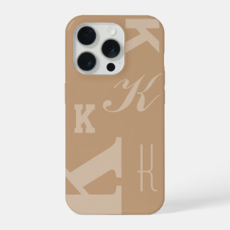 Tan Custom Initial, Choose Your Letter Monogram iPhone 15 Pro Case