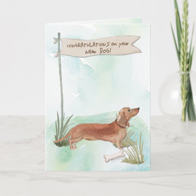 Tan Dachshund Congratulations on New Dog Card (Front)