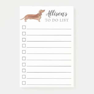 Tan Dachshund Dog Personalised To Do List Post-it Notes
