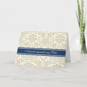 Tan Damask Sister Bridesmaid Invitation Card