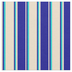 Tan, Dark Blue, and Dark Turquoise Coloured Lines Fabric
