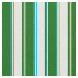 Tan, Dark Cyan, Dark Green, White & Deep Sky Blue Fabric