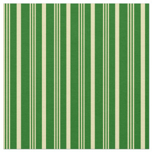 Tan & Dark Green Lines/Stripes Pattern Fabric