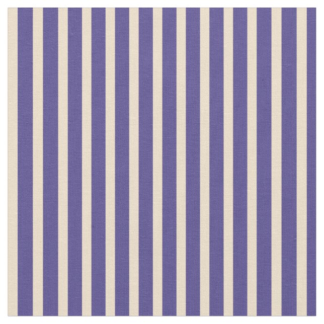 Tan & Dark Slate Blue Coloured Pattern of Stripes Fabric (Close Up)