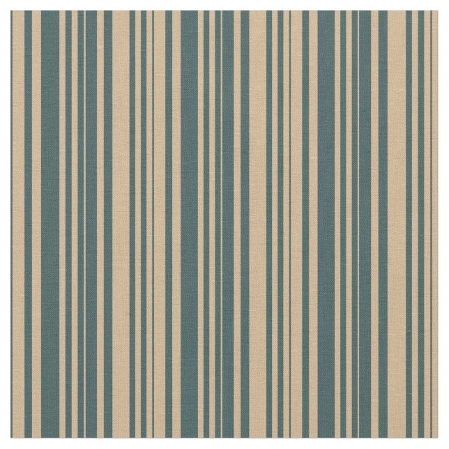 Tan & Dark Slate Grey Coloured Stripes Pattern Fabric (Close Up)
