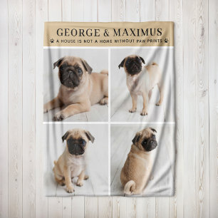Tan Dog Photo Paw Prints Quote Blanket
