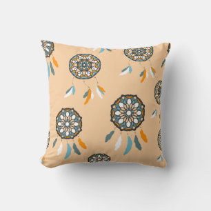 Tan Dream Catcher Square Pillow
