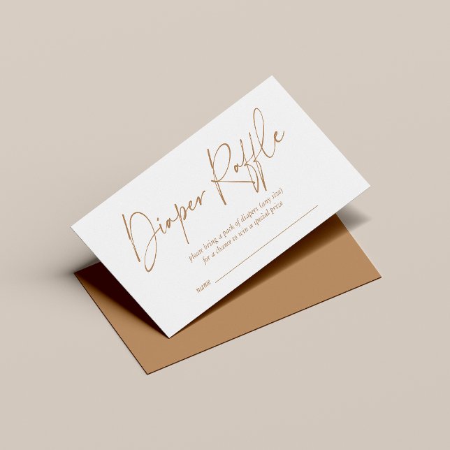 Tan Earth Tones Modern Handwritten Diaper Raffle Enclosure Card (Creator Uploaded)