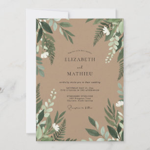 Tan Earthy Woodland Wedding Invitation