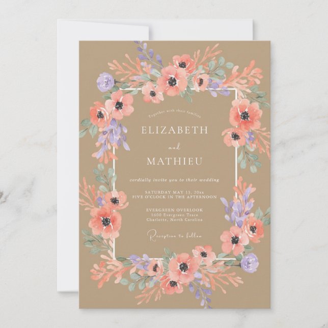 Tan Enchanting Rustic Wedding Invitation (Front)