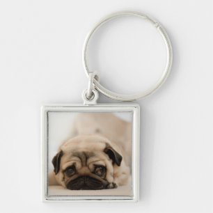 Tan Female Pug Key Ring