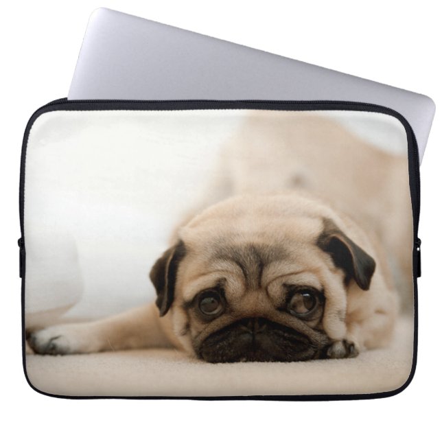 Tan Female Pug Laptop Sleeve (Front)