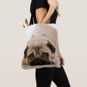 Tan Female Pug Tote Bag