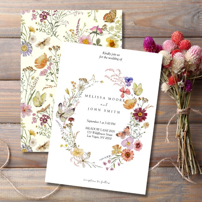 Tan Flora Boho Wildflower Wedding Invitation (Creator Uploaded)