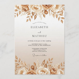 Tan Floral Enchantment Wedding Invitation