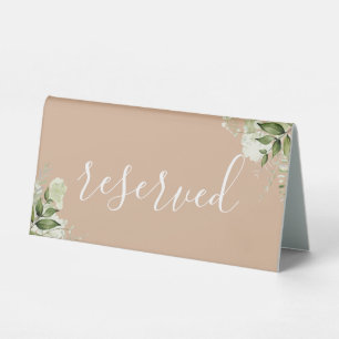 Tan Floral Greenery Elegant Script Reserved