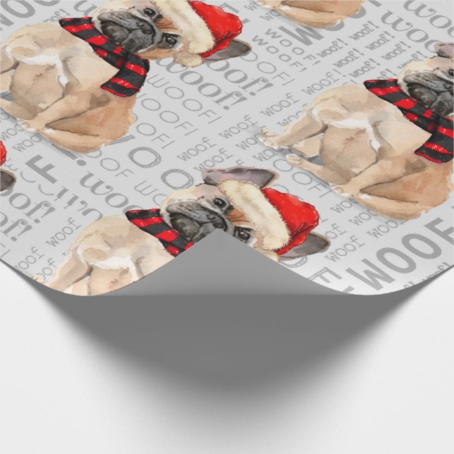 Tan French Bulldog Christmas for Dog Lovers Wrapping Paper (Corner)