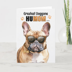 Tan French Bulldog Greatest HuMOM Mother's Day Holiday Card