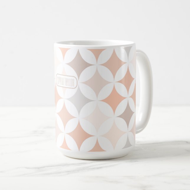 Tan Geometric Diamond Circles  Coffee Mug (Front Right)