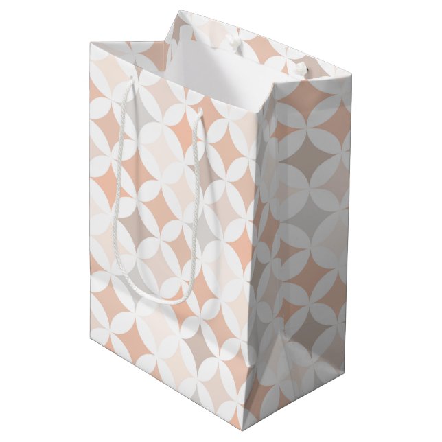 Tan Geometric Diamond Circles  Medium Gift Bag (Front Angled)