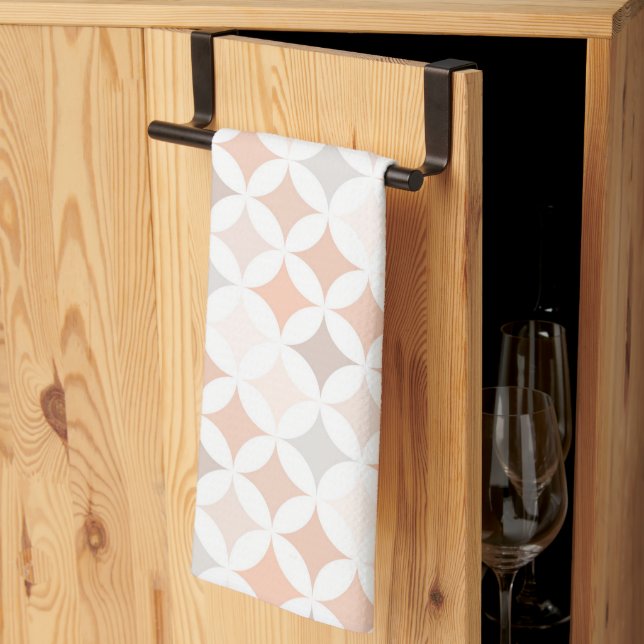 Tan Geometric Diamond Circles  Tea Towel (Thirds Fold)
