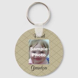 Tan Geometric Photograph Keychain