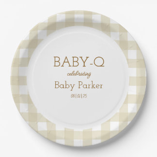 Tan Gingham Baby-Q Circular Plate 2