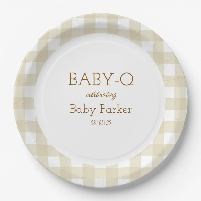 Tan Gingham Baby-Q Circular Plate 2 (Front)