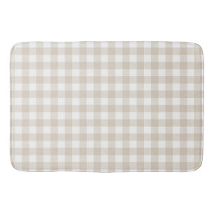 Tan Gingham Buffalo Check Plaid Bath Mat