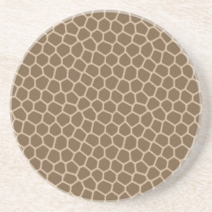Tan Giraffe Print Neutral Animal Pattern Coaster