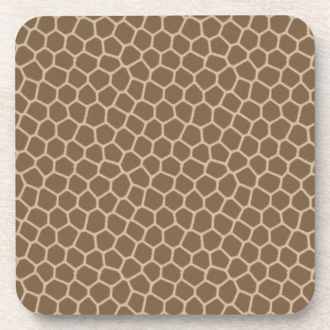  Tan Giraffe Print Neutral Animal Pattern Coaster (Front)
