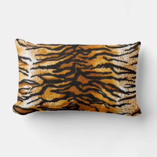 Tan & Gold Tiger Print Lumbar Throw Pillow