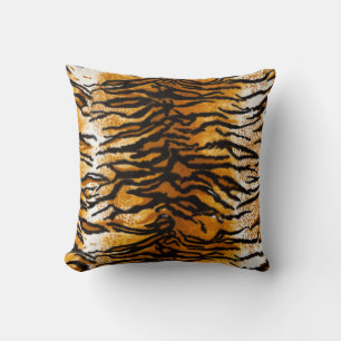 Tan & Gold Tiger Print Throw Pillow