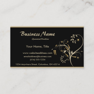Tan & Gold Vine Design Business Cards
