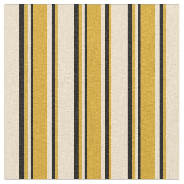 Tan, Goldenrod, and Black Lines/Stripes Pattern Fabric (Close Up)