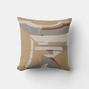 Tan Gray Taupe Mediterranean Geometric Abstract Cushion