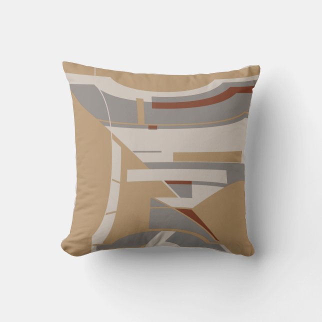 Tan Gray Taupe Mediterranean Geometric Abstract  Cushion (Front)