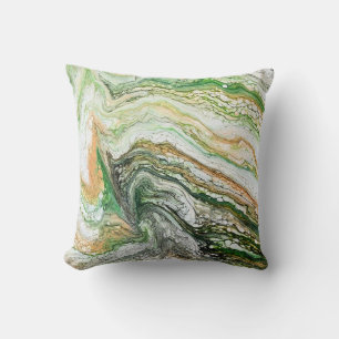 Tan Green Abstract  Cushion