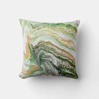 Tan Green Abstract  Cushion
