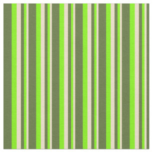 Tan, Green & Dark Olive Green Coloured Lines Fabric